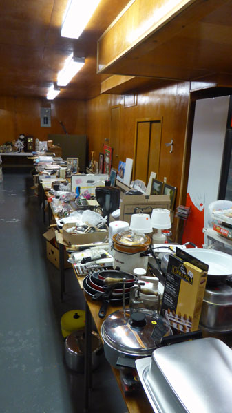 Downstairs items - including glassware, ceramics, kitchen items, dining items, and more