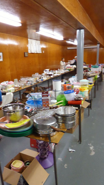 Downstairs items - including glassware, ceramics, kitchen items, dining items, and more